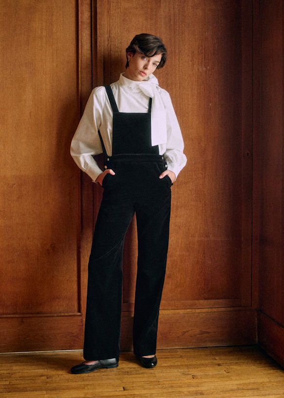 Black velvet overalls cheap