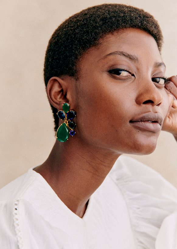 Miranda Earrings Green Multicoloured Glass Sezane