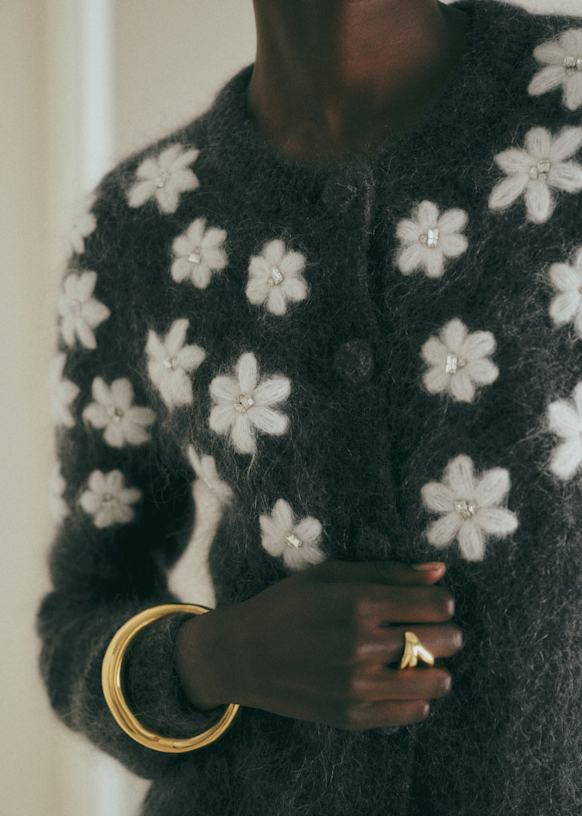 Andrew カーディガン - アンスラサイトグレー/ラインストーン