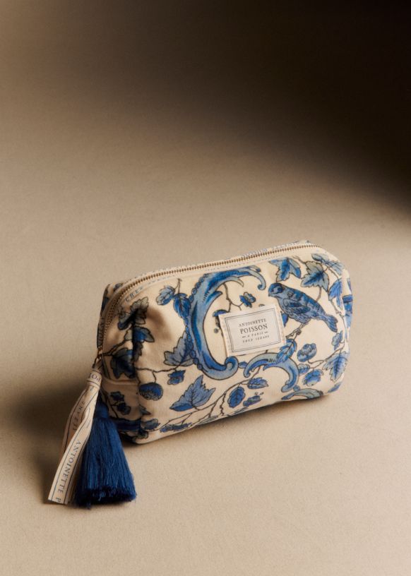 Trousse de beauté - Sézane x Antoinette Poisson - Imprimé Oiseaux Bleus