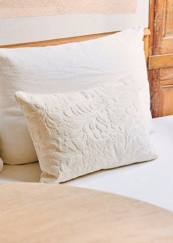 Jacquard Cushion - Large Model - Flower Duo - Ecru - Cotton - Sézane