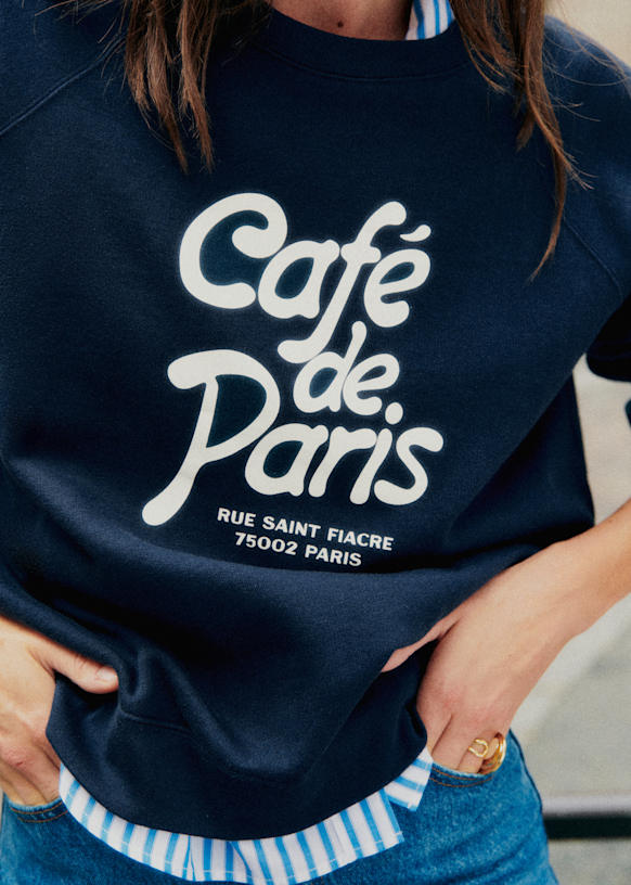 Café de Paris Sweatshirt - Navy / Ecru - Organic cotton - organic