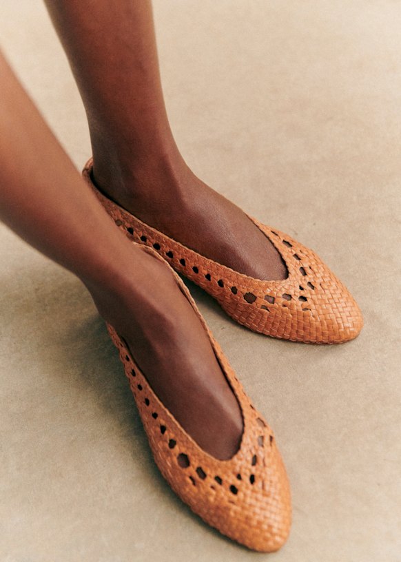 Anya Low Ballerinas - Smooth braided gold - Metallic-effect