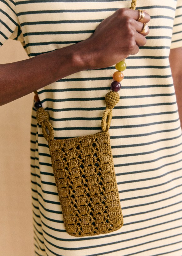 Tasha Crossbody Pouch - Aubergine Raffia - Raffia - Sézane