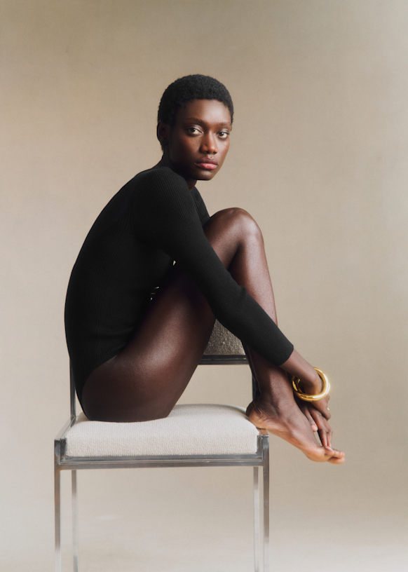 Cassie Bodysuit - Black - Merino Wool - Sézane