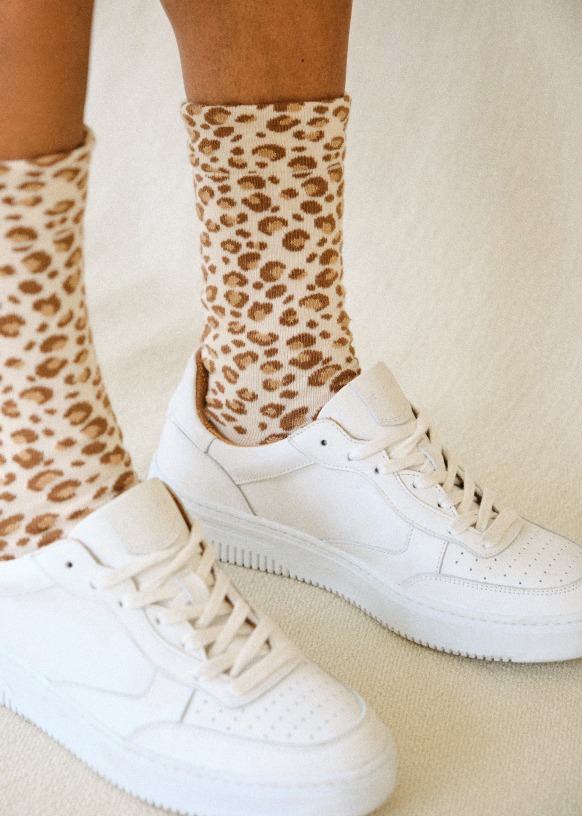Off white leopard socks top