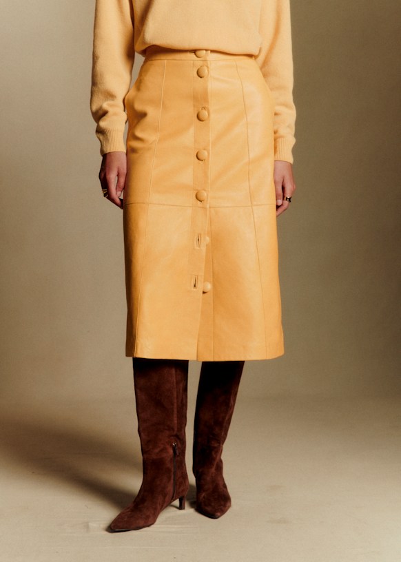 Marea Skirt - Mustard - Lamb leather - Sézane
