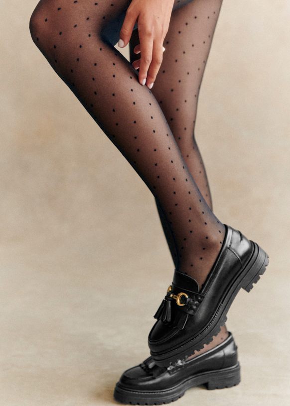Tights - Black Fancy Flowers / Ultra-sheer - Recycled