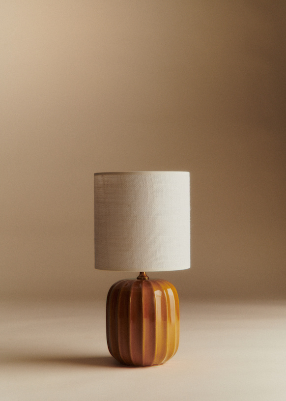 Lampe Traviata petit modèle - Caramel - Abat-jour Dolce - Jute Écru