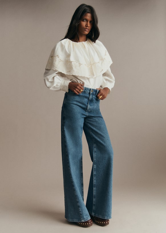 Clie Shirt - Placed Ecru Embroidery - Organic Cotton - Sézane