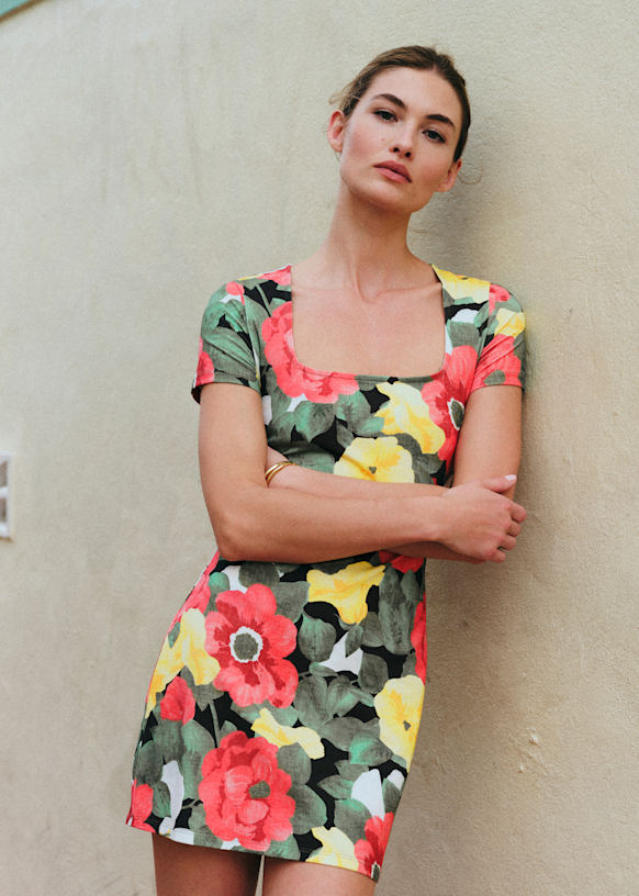 Marlys ドレス - アザレア プリント - オーガニックコットン