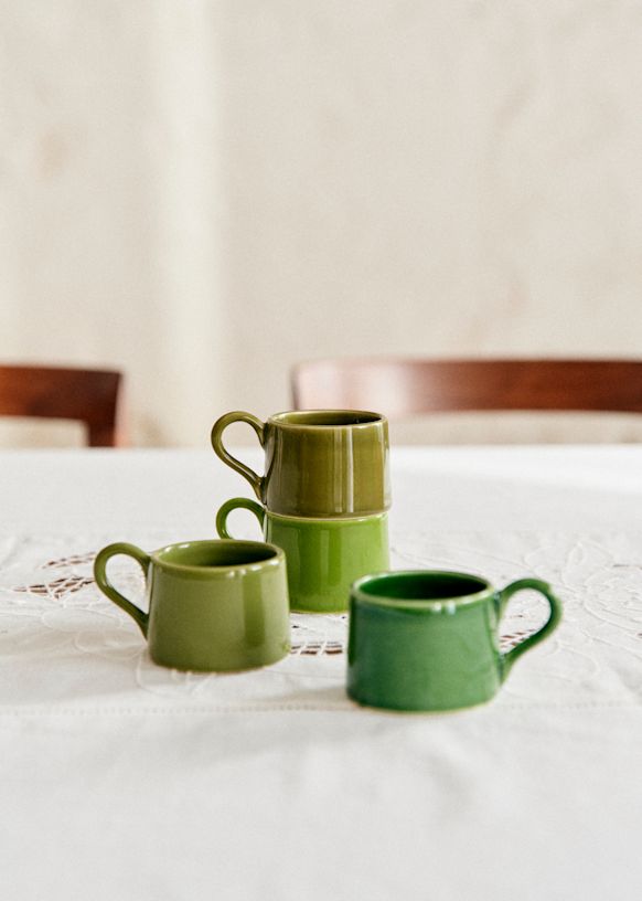 Set of 4 espresso cups - Green - Ceramics, porcelain and earthenware - Sézane