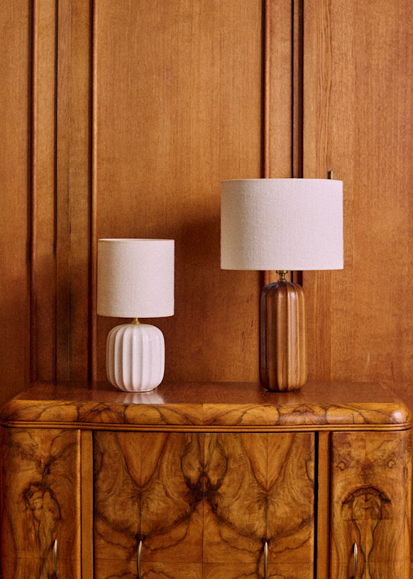 Small Traviata Table Lamp - Ecru - Sonate Lamp Shade - Ecru
