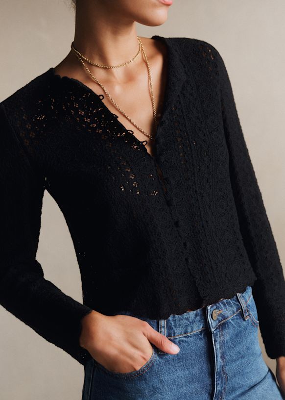 Noelie Cardigan - Black - Organic cotton - organic textile - Sézane
