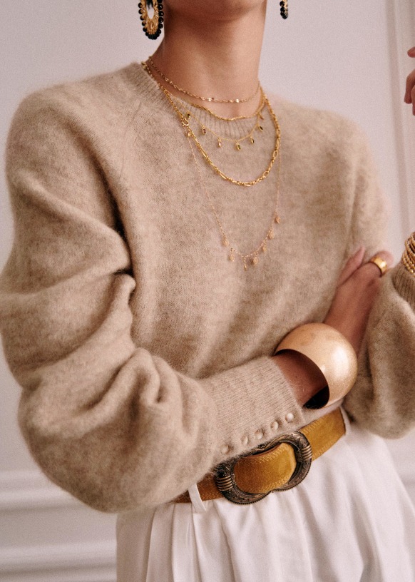 Pull Sézane En Mohair Beige Rose - Taille M - État Parfait - Modèle Andrea