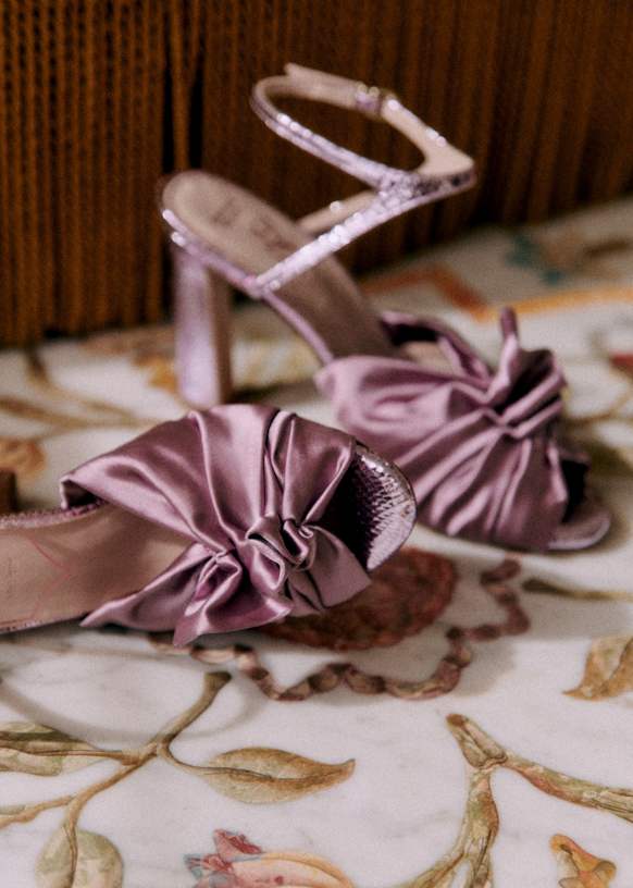 Marlene Sandals - CFM Souliers x Editions Sézane - Embossed/ Satin