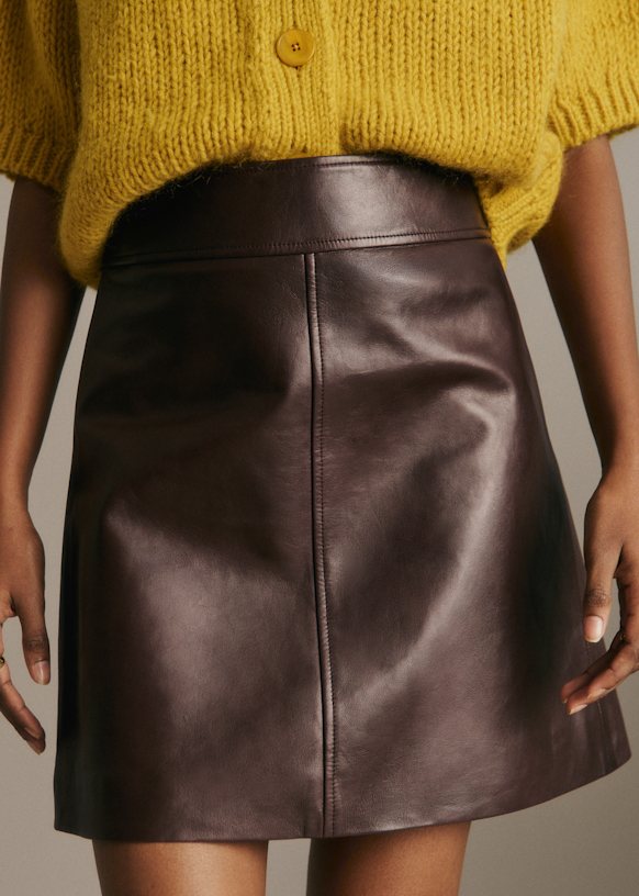 Neli Skirt - Black Leather - Lamb leather - Sézane