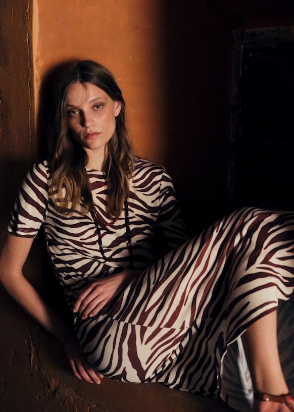 Lara Dress - Brown Zebra Print - Recycled cotton - Sézane