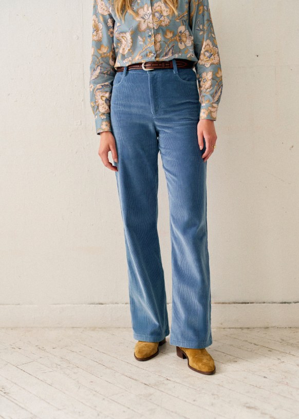 The Wide Leg Trousers - Light Grey - Cotton - Sézane