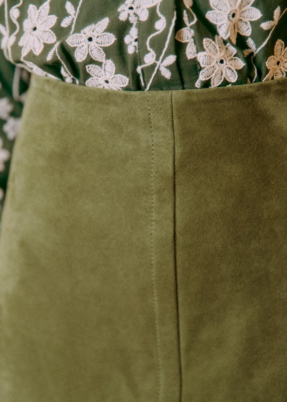 Oasis green suede mini skirt 2025