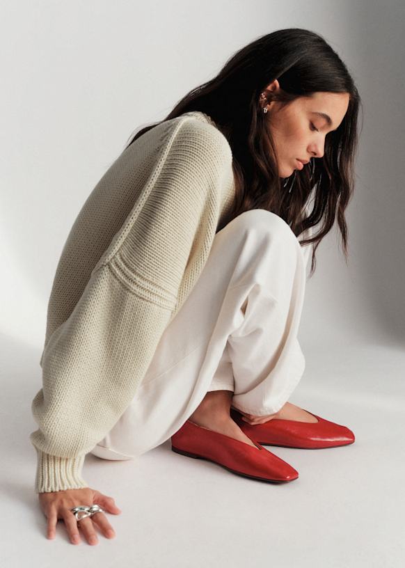 Low Rosalie Ballerinas - Vintage Red - Bovine leather - Sézane
