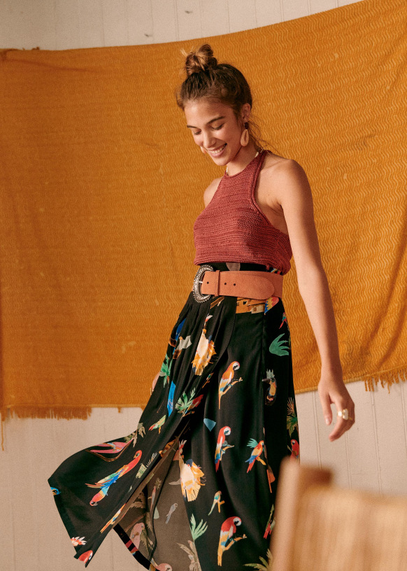 Alicia Skirt - Sézane x G.Kero - Black / Multicoloured - Viscose