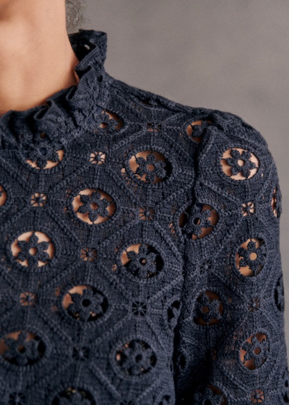 ほぼ未使用　SÉZANE Florie ブラウス Florie Blouse - Ecru guipure lace - 0rganic cotton - textile