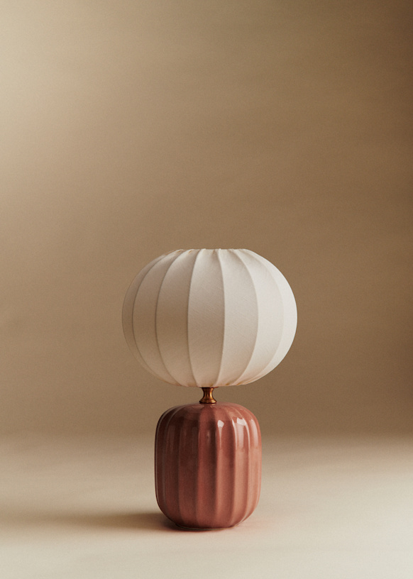 Lampe Traviata petit modèle - Blush - Abat-jour Sonate Ecru