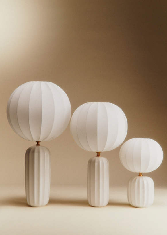 Small Traviata Table Lamp - Ecru - Dolce Lamp Shade - Ecru Burlap