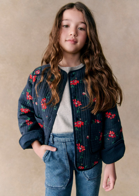Garance Jacket Floral check Organic cotton organic textile Sezane