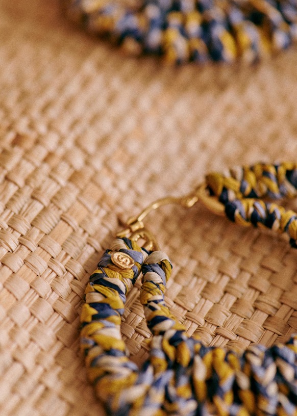 Amany Hoop Earrings Bandana blue Mix Woven Sézane