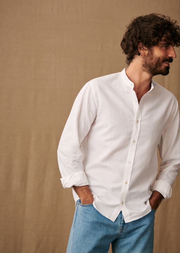 Cotton Linen Benny Shirt - Khaki Faded - Linen - Sézane