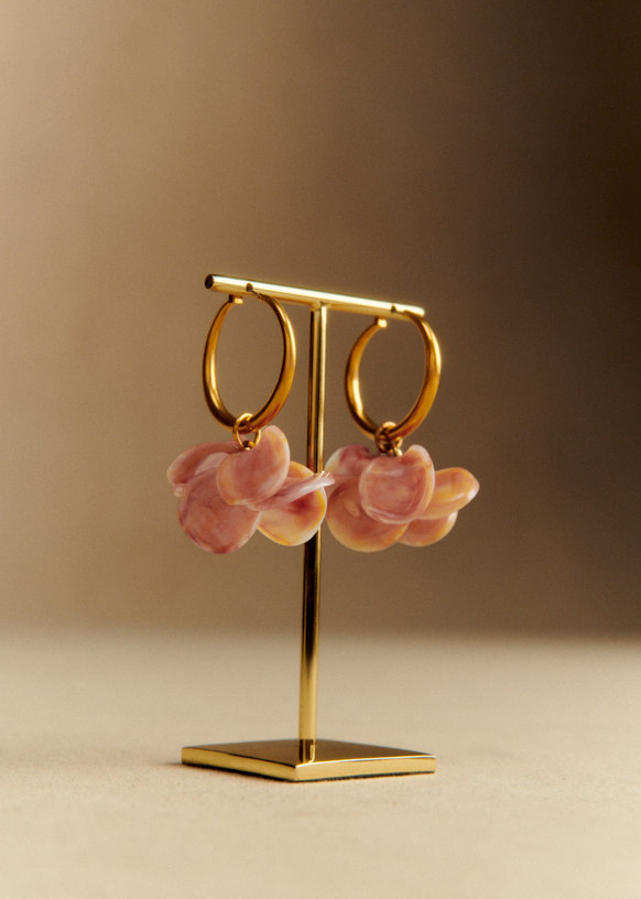 【新品・未使用】Sézane セザンヌ フラワー型ピアス ピンク Flora Hoops - Blush - Resin - Sézane