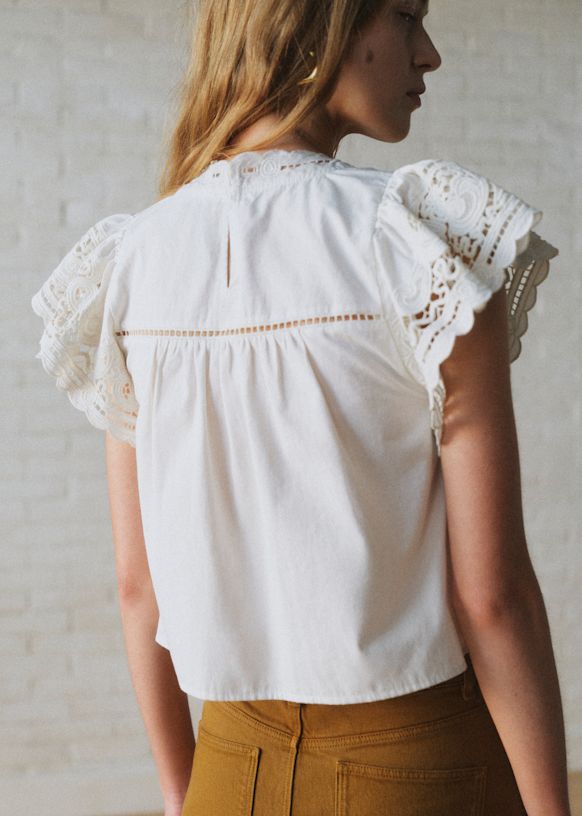 Hella Blouse - Sézane x SEA NY - Embroidered Ecru - Organic Cotton
