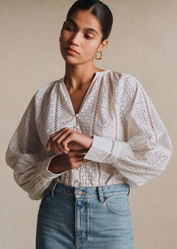 Chemise Roma - Broderie Unie Ecru