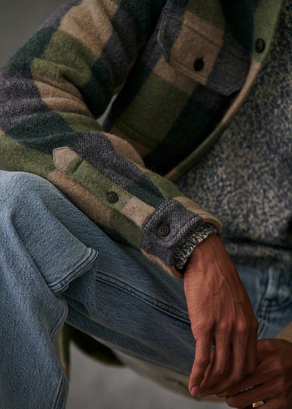 Lellan Shirt Rust / Beige / Navy Checks Wool Sézane