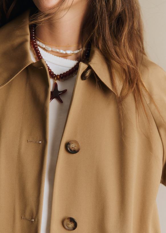 Sezane Carter trench coat カータートレンチコート 36 Carter Jacket - Camel - Organic cotton - organic textile - Sézane