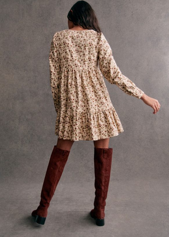 Aurélie Dress - Miranda Ecru Print - Cotton - Sézane