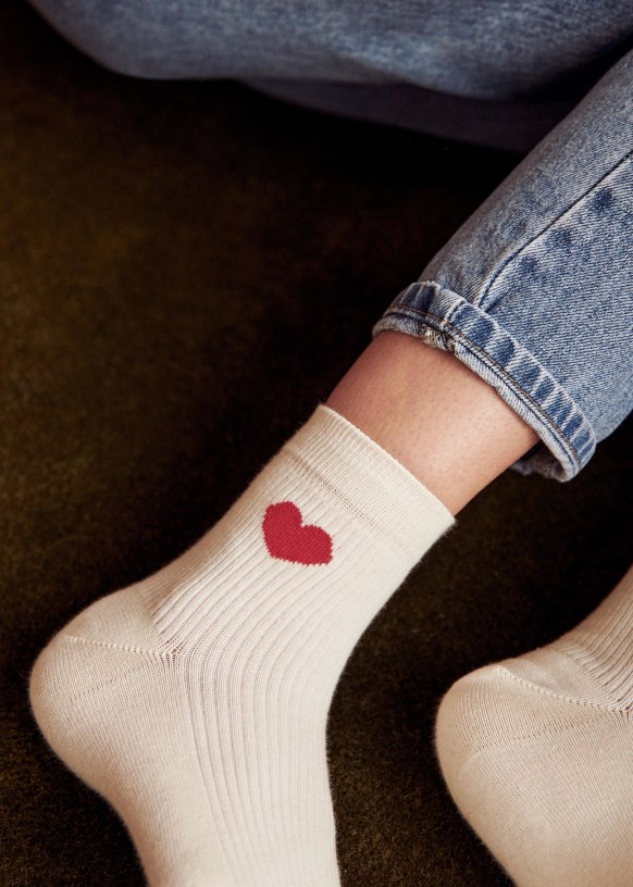 Chaussettes Coeur Rouge Coton Biologique Sezane
