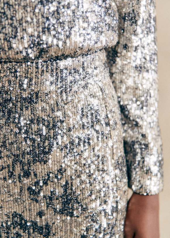 Magalia スカート - レトロ パッチワーク - ゴートレザー - Sézane