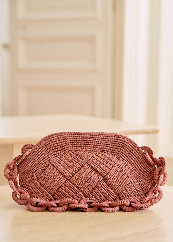 Isabelle Bag - Blush braided raffia - Raffia - Sézane