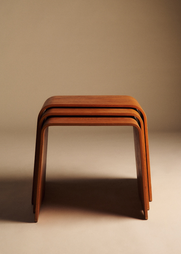 Lot of 3 tables gigognes vintage in hêtre