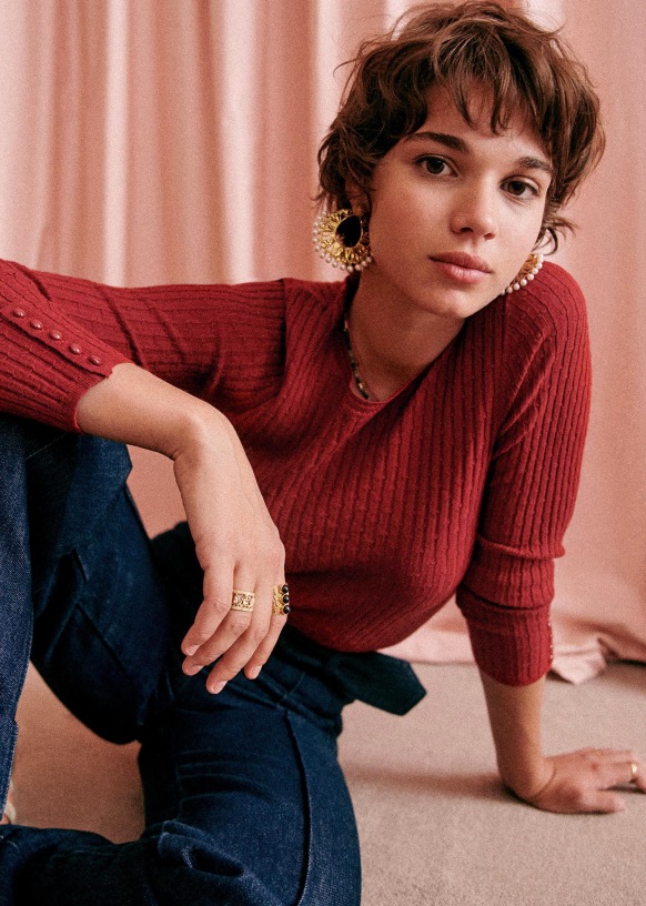 美品 エルマンノフィレンツェ アンゴラ混 スタービーズ刺繍 スタンドネックニット アンゴラレース2WAYニット | ニット | NOELA OFFICIAL WEB STORE