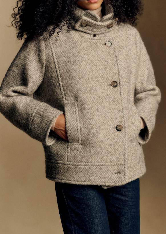 Charly コート - ライトブルーヘリンボーン - ウール - Sézane