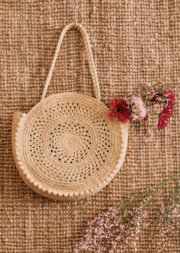 June Basket - Embroidered Floral - Raffia - Sézane
