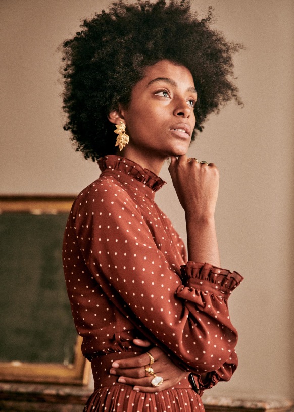 Muse ドレス - エクリュドット モカバックグラウンド - リサイクル