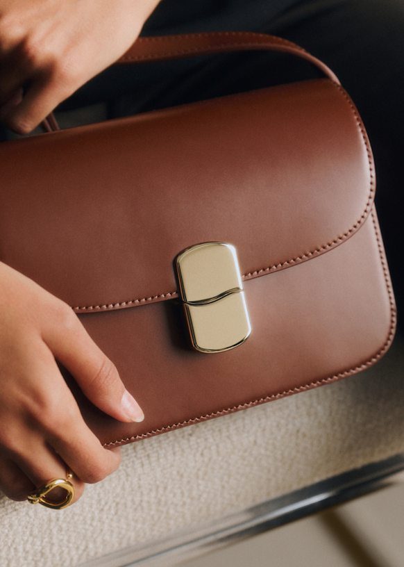 Milo Mini クラシックバッグ - アイスブラック - 牛革 - Sézane