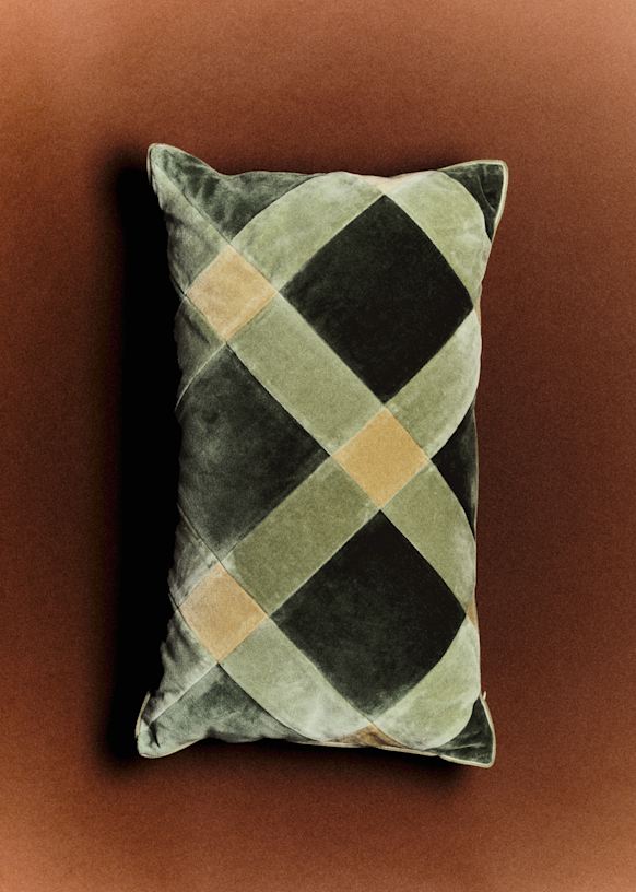 Velvet Patchwork cushion - Small model - Navy and Blue - 0rganic