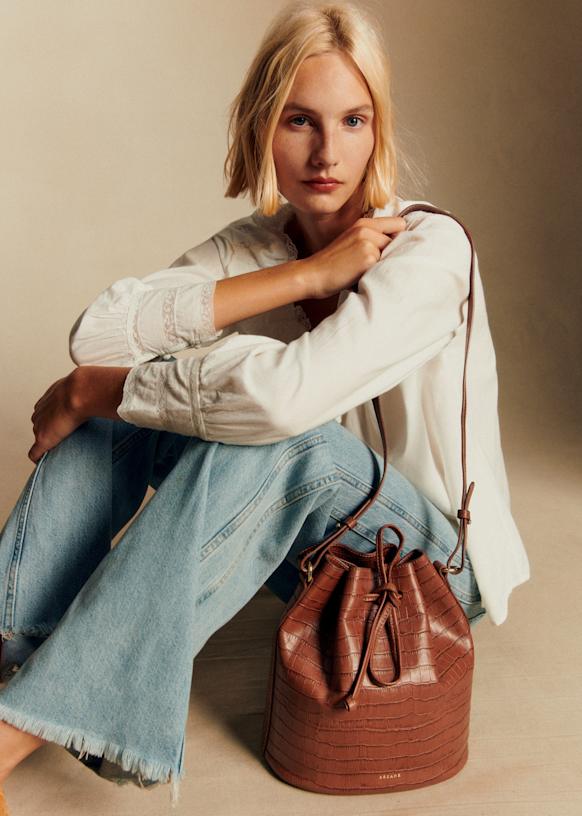 Farrow Bag - Black Crocodile Print - Vegetable tanned, crocodile