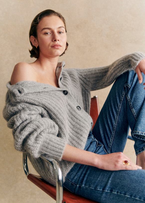 Emile Cardigan - Mottled Grey - Alpaca - Sézane